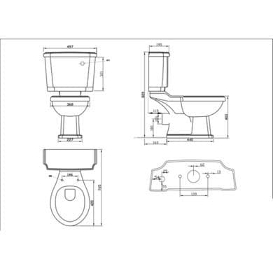 ONLY OPENED - Park Royal Close Coupled Cistern with Chrome Ceramic Lever Flush