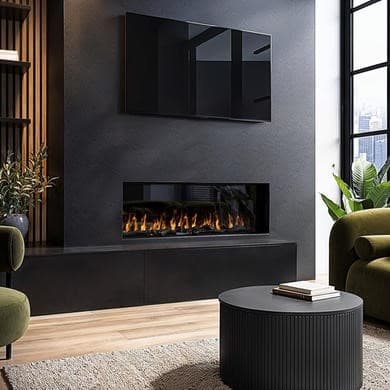 Amberglo Black 3-Sided Inset Electric Media Wall Smart Fire Place