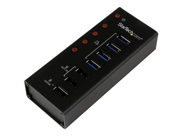 STARTECH.COM - Startech 7 Port USB 3.0 Charging Hub - 4 x USB-A, 3 x USB-A Dedicated Charging Ports - Powered Mountable USB Charging Station (ST4300U3C3) - hub - 4 ports