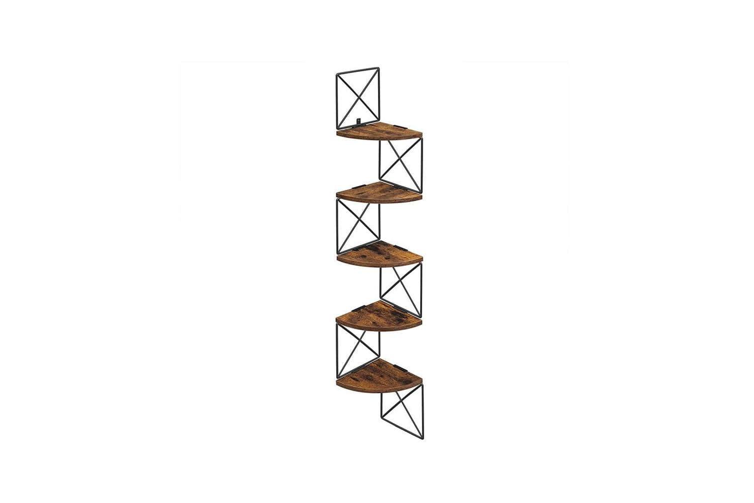 Vasagle 5-tier Corner Shelf | Rustic Brown & Black