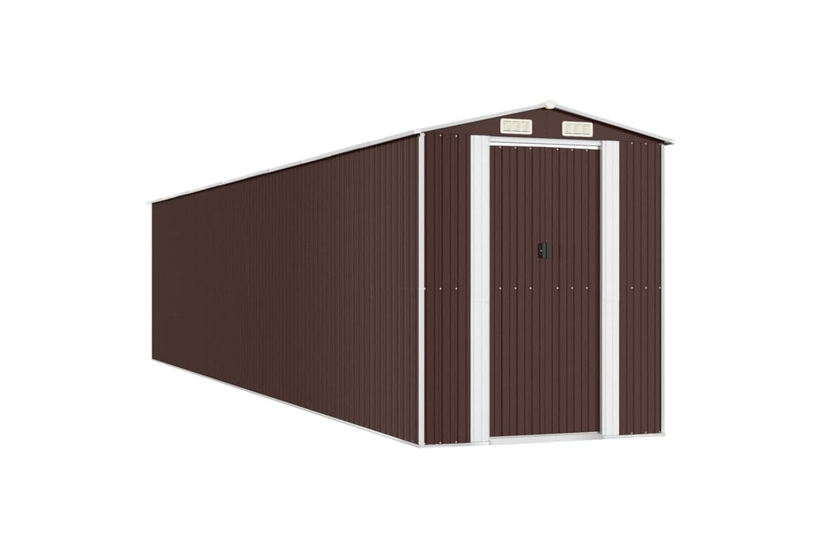 vidaXL 3147469 Garden Shed Dark Brown 192x938x223cm Galvanised Steel