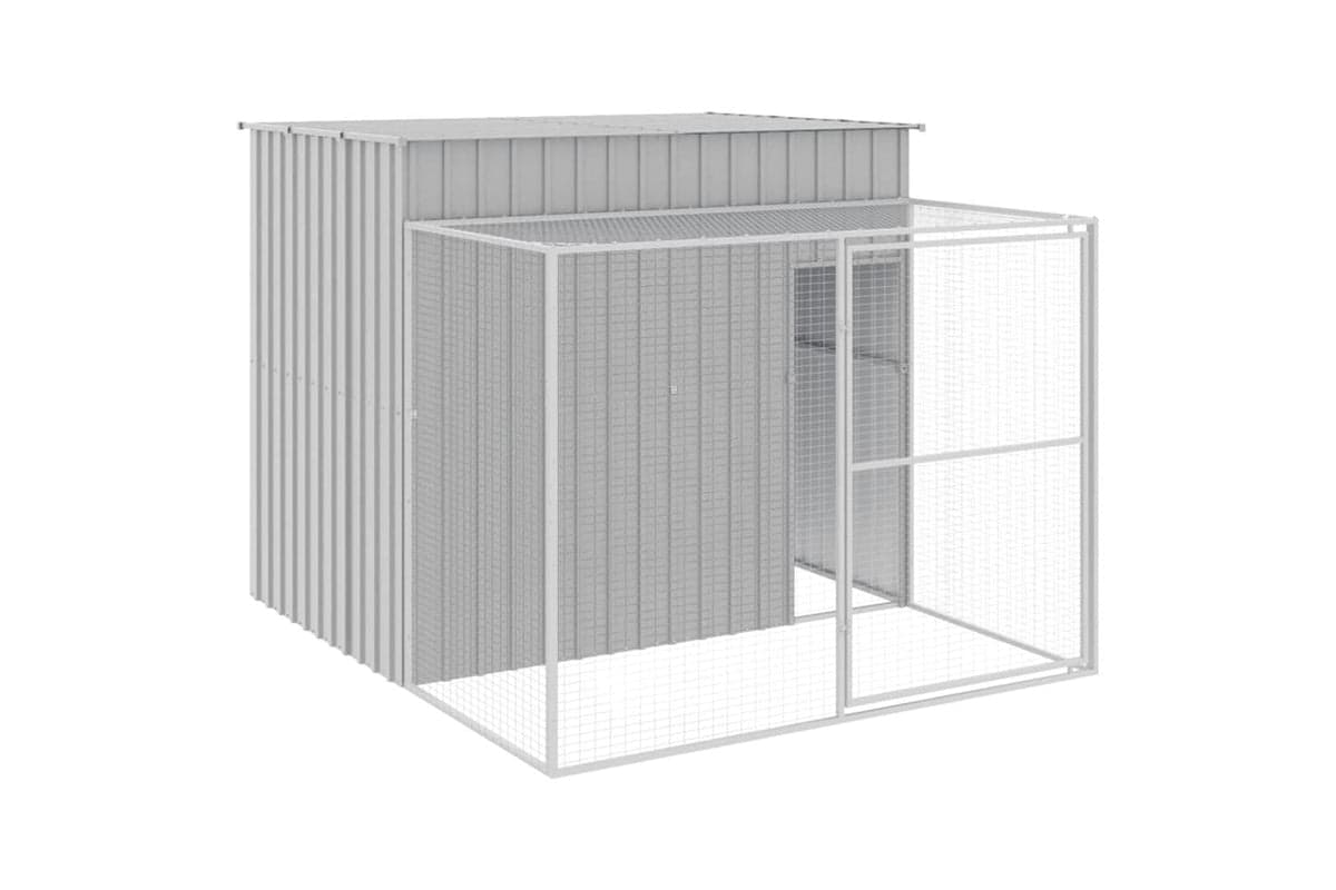 Dog House With Run Light Grey 214x253x181 Cm Galvanised Steel