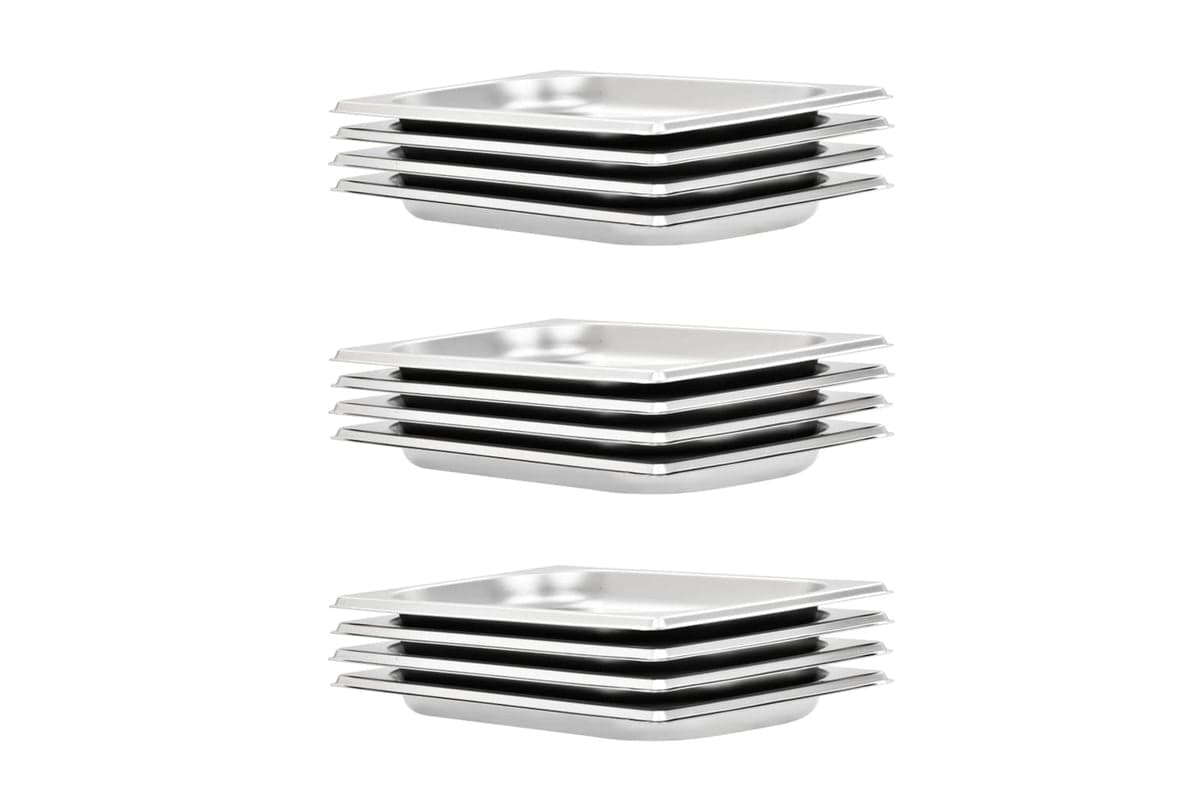 vidaXL 50899 Gastronorm Containers 12 Pcs Gn 1/4 20mm Stainless Steel