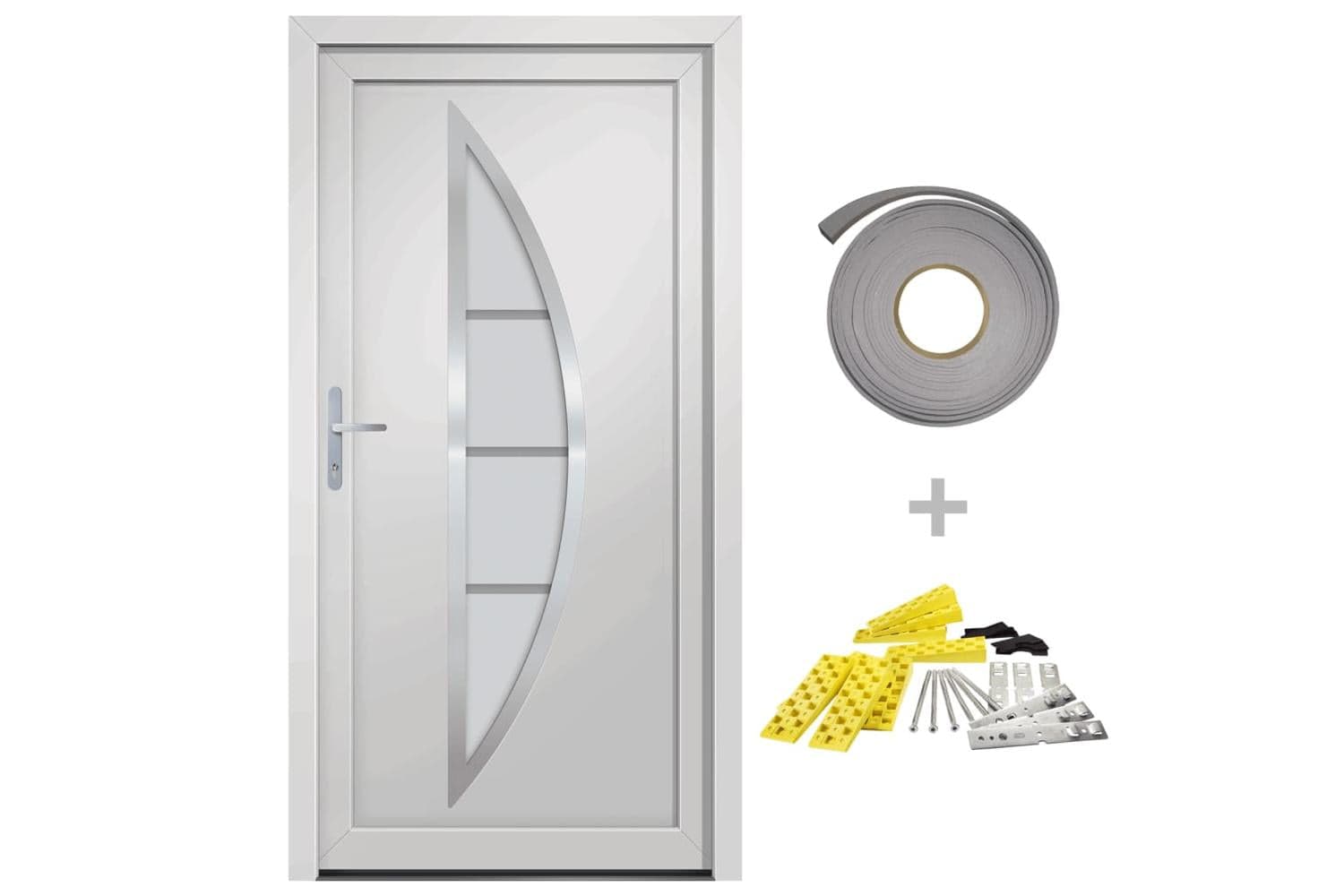vidaXL 3187861 Front Door White 88x200cm Pvc