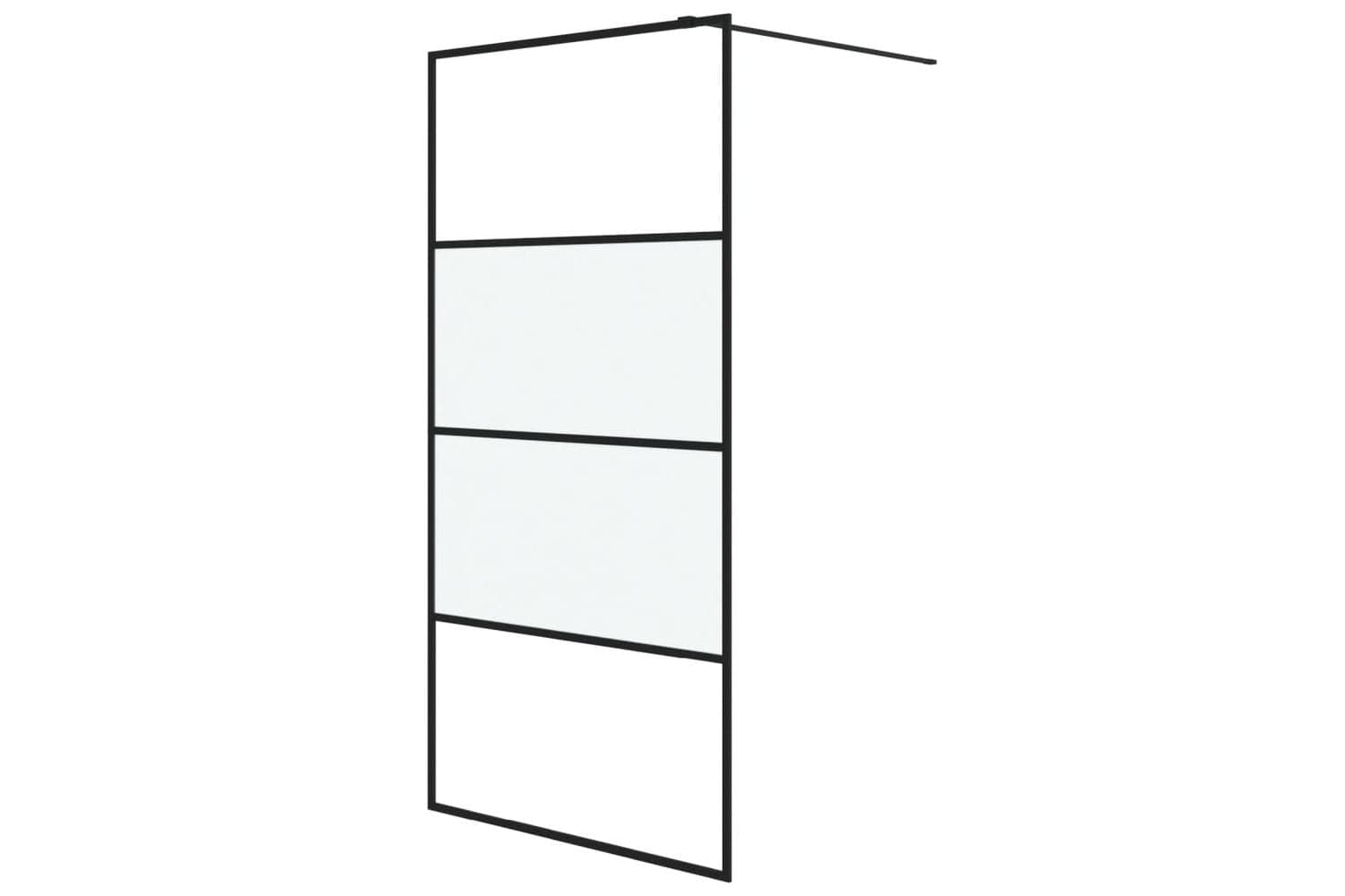vidaXL 152127 Walk-in Shower Wall Black 100x195cm Half Frosted Esg Glass