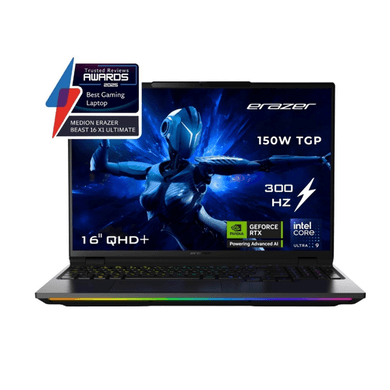 Medion ERAZER Beast 16 X1 Ultimate Intel Core Ultra 9 32GB RAM 2TB SSD RTX 5090 300Hz 16 Inch Windows 11 Gaming Laptop