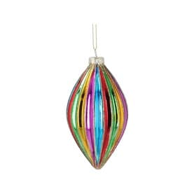 Ribbed Shiny Glass Olive Tree Decoration 12cm
