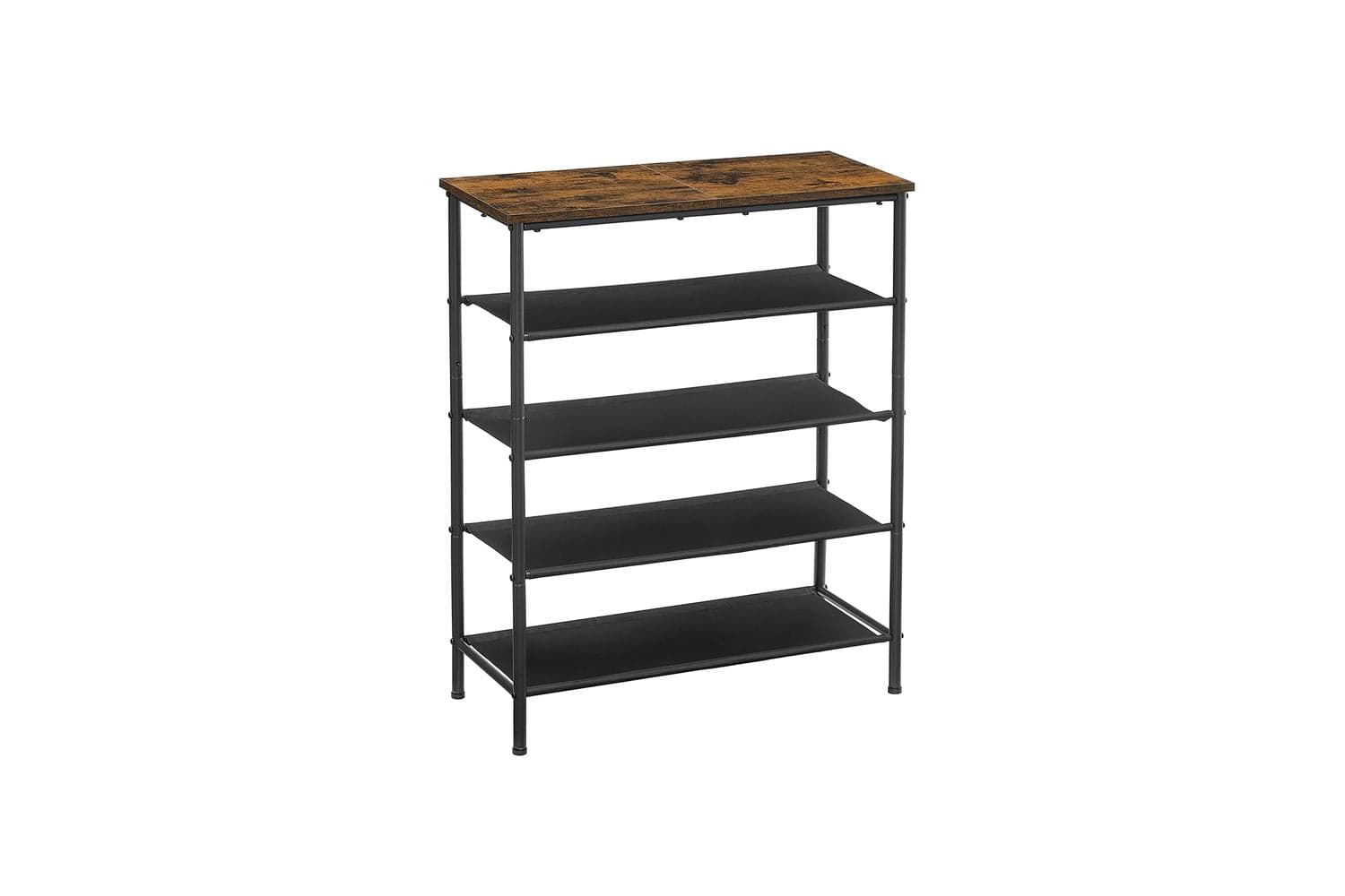 Vasagle Shoe Storage Rack With 4 Fabric Shelves | Rustic Brown & Black