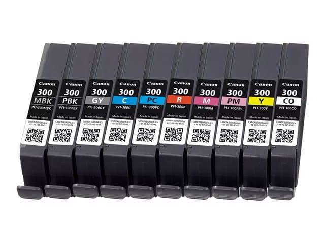 CANON - PFI-MBK/PBK/CO/GY/R/C/M/Y/PC/PM 10 Ink Cartridge Multipack - 10-pack - matte black, photo magenta, red, yellow, magenta, photo black, photo cyan, grey, cyan, chroma optimiser - original - ink tank