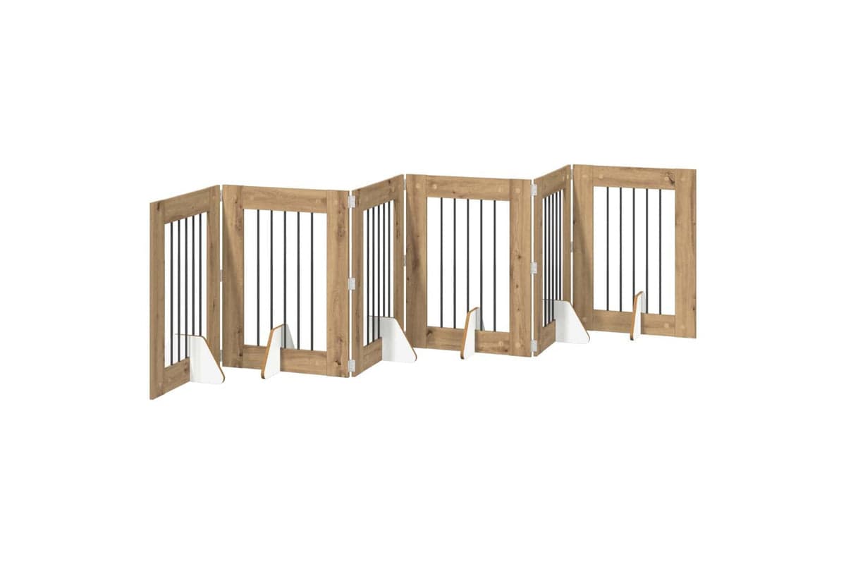 Vidaxl Foldable Dog Gate With Stands 6 Pcs Artisan Oak 362 Cm