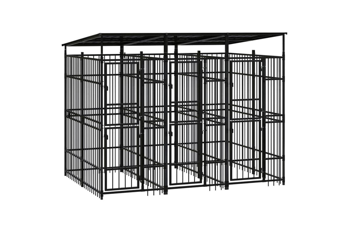 Vidaxl Outdoor Dog Kennel With Roof Steel 553 M