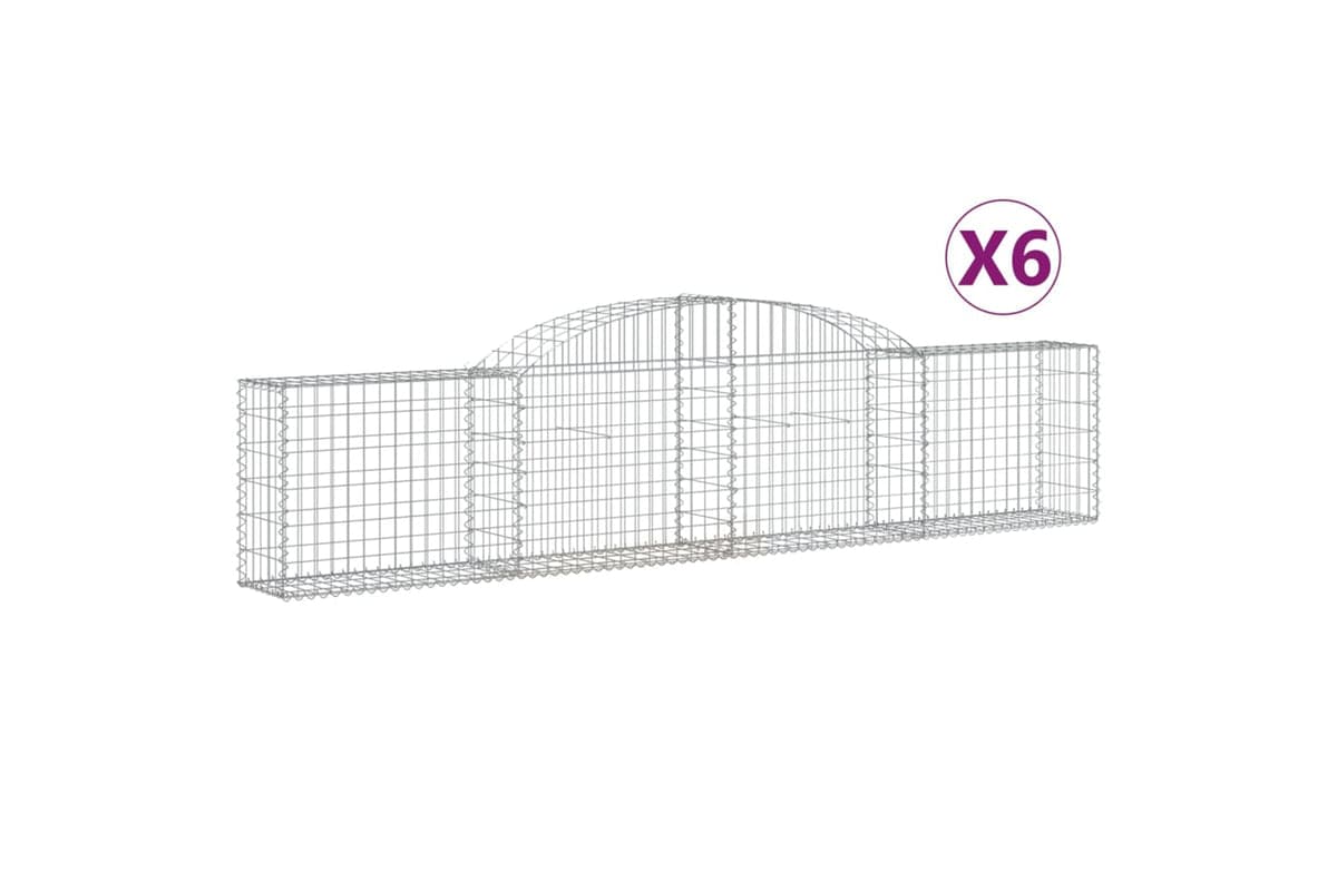 vidaXL 3146489 Arched Gabion Baskets 6 Pcs 300x30x60/80cm Galvanised Iron