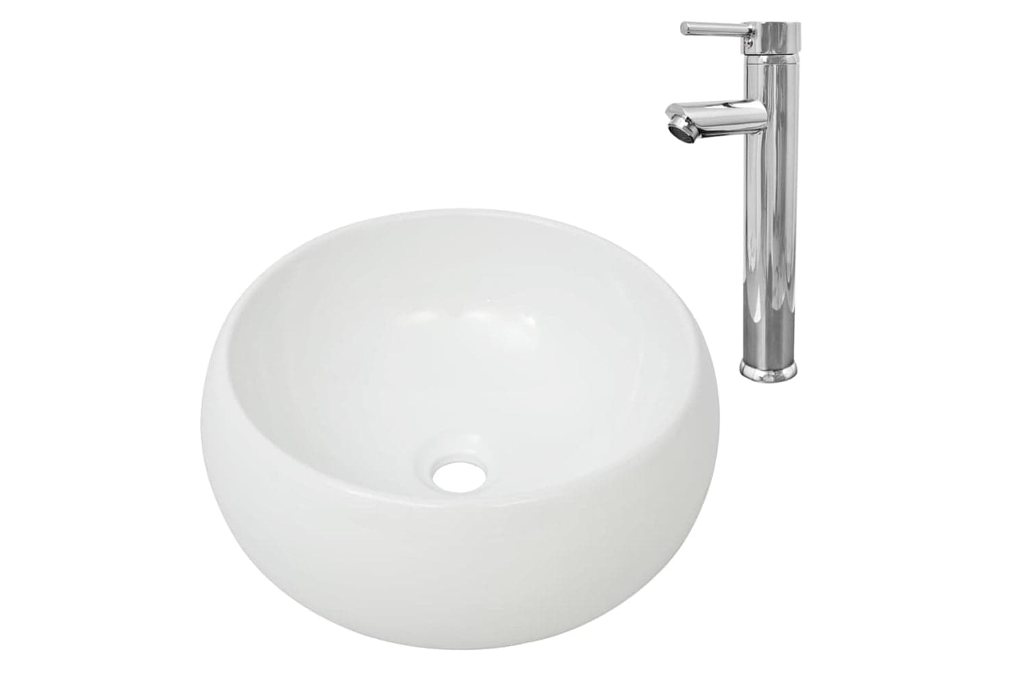 Vidaxl 275495 Bathroom Basin With Mixer Tap Ceramic Round White