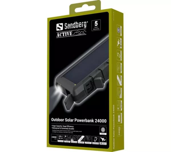 SANDBERG 24000 mAh Portable Solar Power Bank - Blue & Black