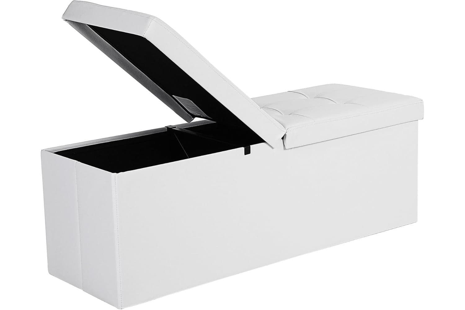Songmics  Flipping Lid Storage Ottoman | White