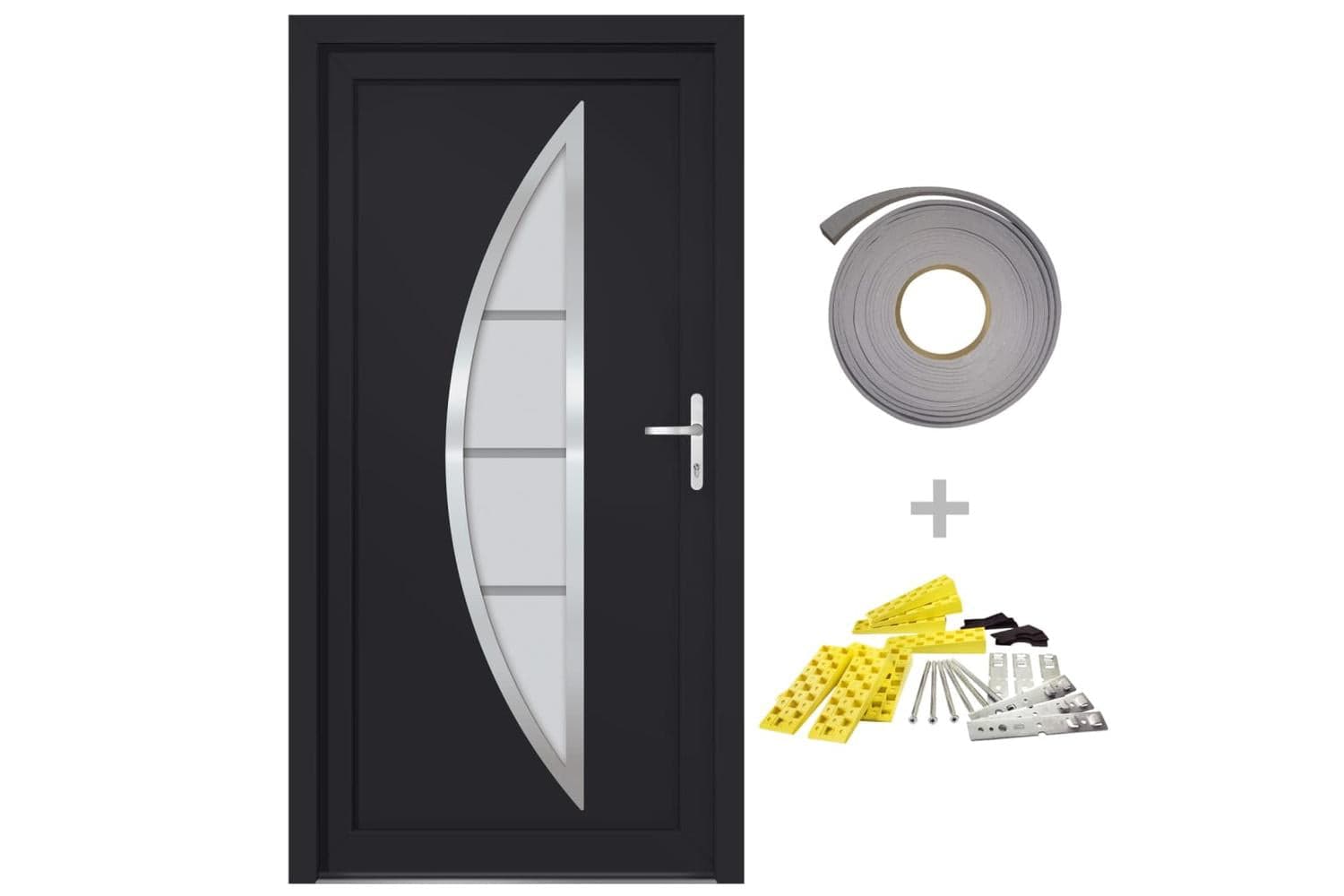 vidaXL 3187882 Front Door Anthracite 98x208cm Pvc