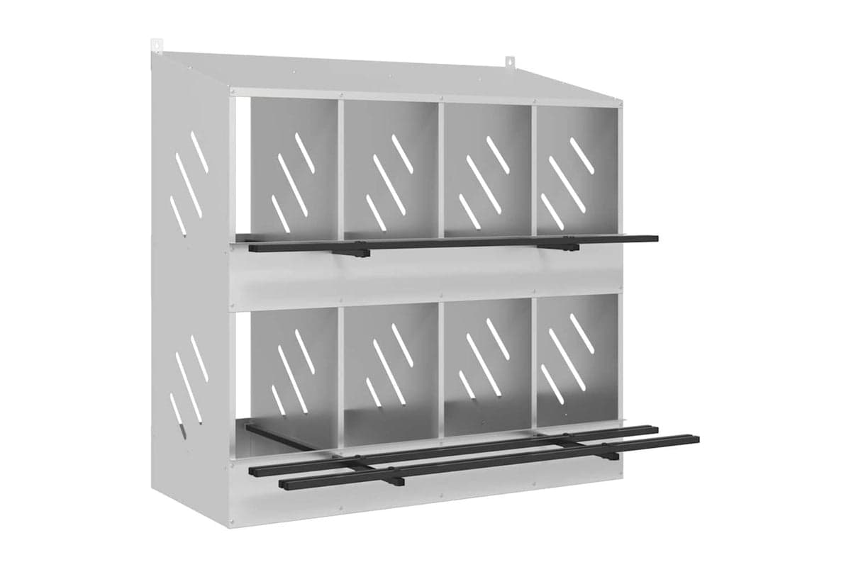 Vidaxl Chicken Nesting Box With 8 Compartments Galvanized Silver Metal
