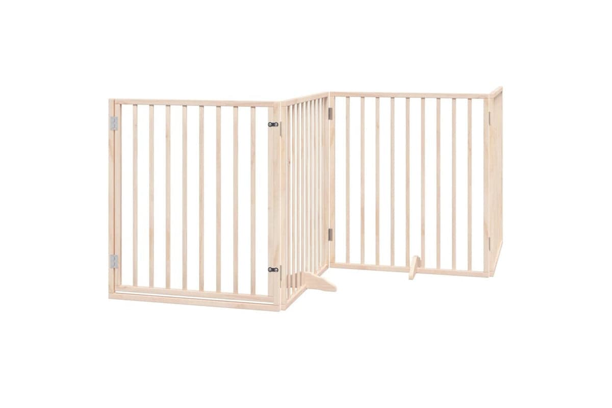 Vidaxl Dog Gate With Door Foldable 4 Panels 320 Cm Poplar Wood