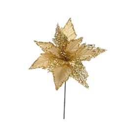 FESTIVE PRODUCTIONS Velvet Glitter Poinsettia Stem