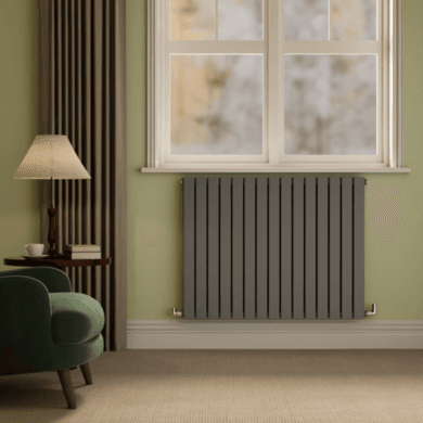 Riace Anthracite Horizontal Flat Designer Radiator 800x1020mm Double Panel 4948 BTU