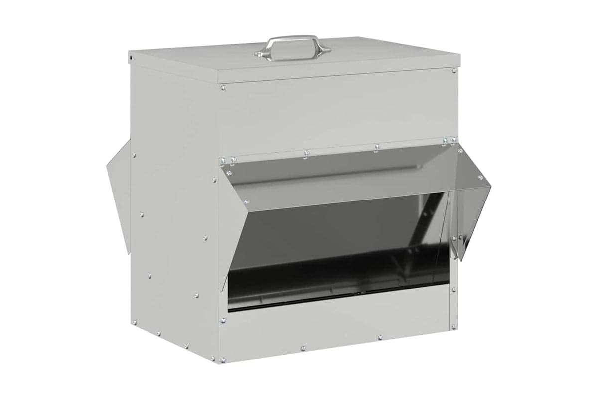 Vidaxl Chicken Feeder Silver 405 X 45 X 41 Cm Galvanised Steel