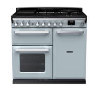 Rangemaster Estel Deluxe 100cm Dual Fuel Range Cooker - Misty Blue with Chrome Trim | ESDL100DFPMSB/CM1