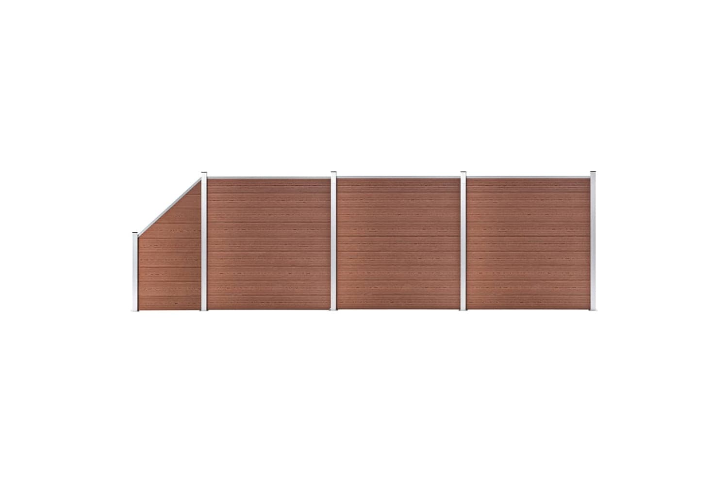 Vidaxl 3053217 Wpc Fence Set 3 Square + 1 Slanted 619x186 Cm Brown