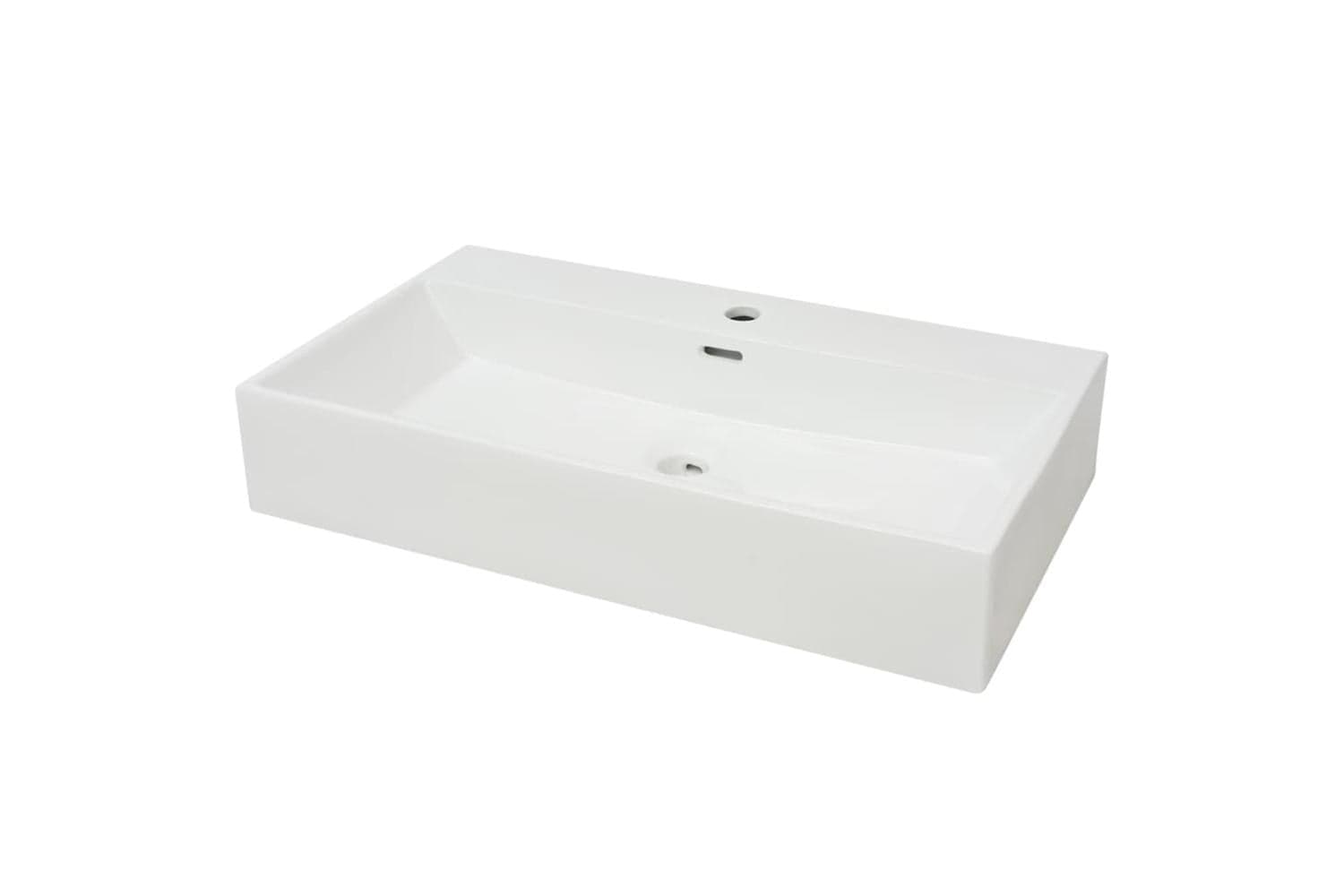 vidaXL 142348 Basin With Faucet Hole Ceramic White 76x42.5x14.5cm
