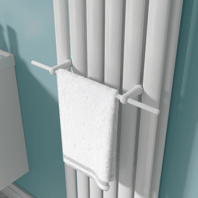 White Designer Towel Holder for Steel & Electric Radiators - 420mm
