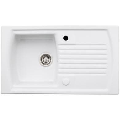 Abode Milford Single Bowl Inset Ceramic Kitchen Sink - White