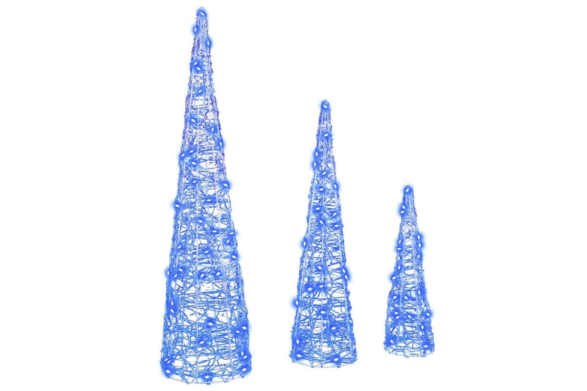 Vidaxl Christmas Tree With 90 Leds 3 Pcs Blue 20 X 20 X 80 Cm Acrylic