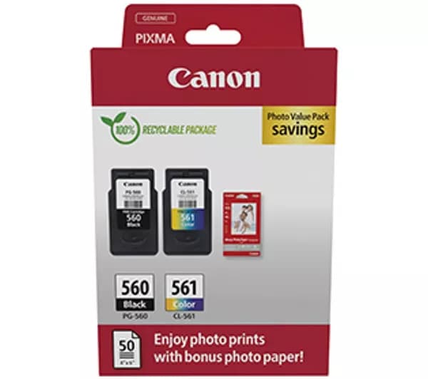 CANON PG-560 & CL-561 Black & Tri-colour Ink Cartridges - Twin Pack