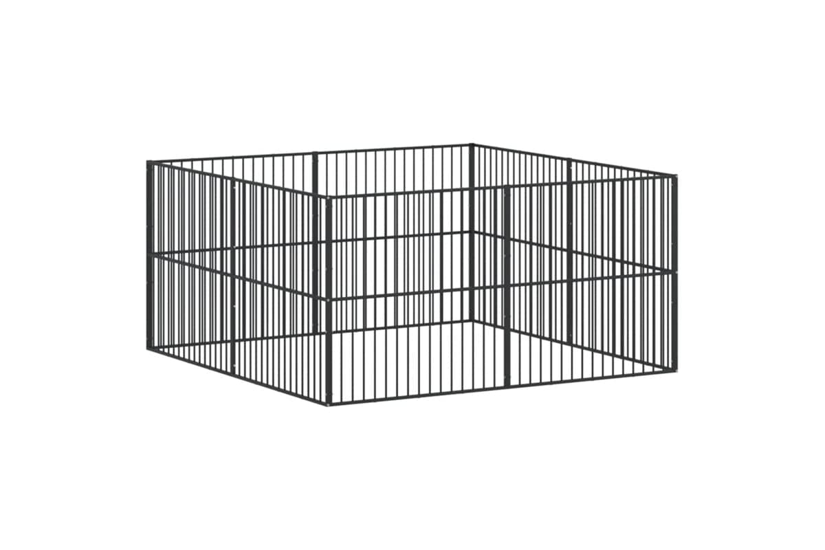 Vidaxl 3209553 Dog Playpen 8 Panels Black Galvanised Steel