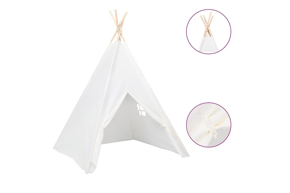 Vidaxl Children Teepee Tent With Bag Peach Skin White 120x120x150 Cm