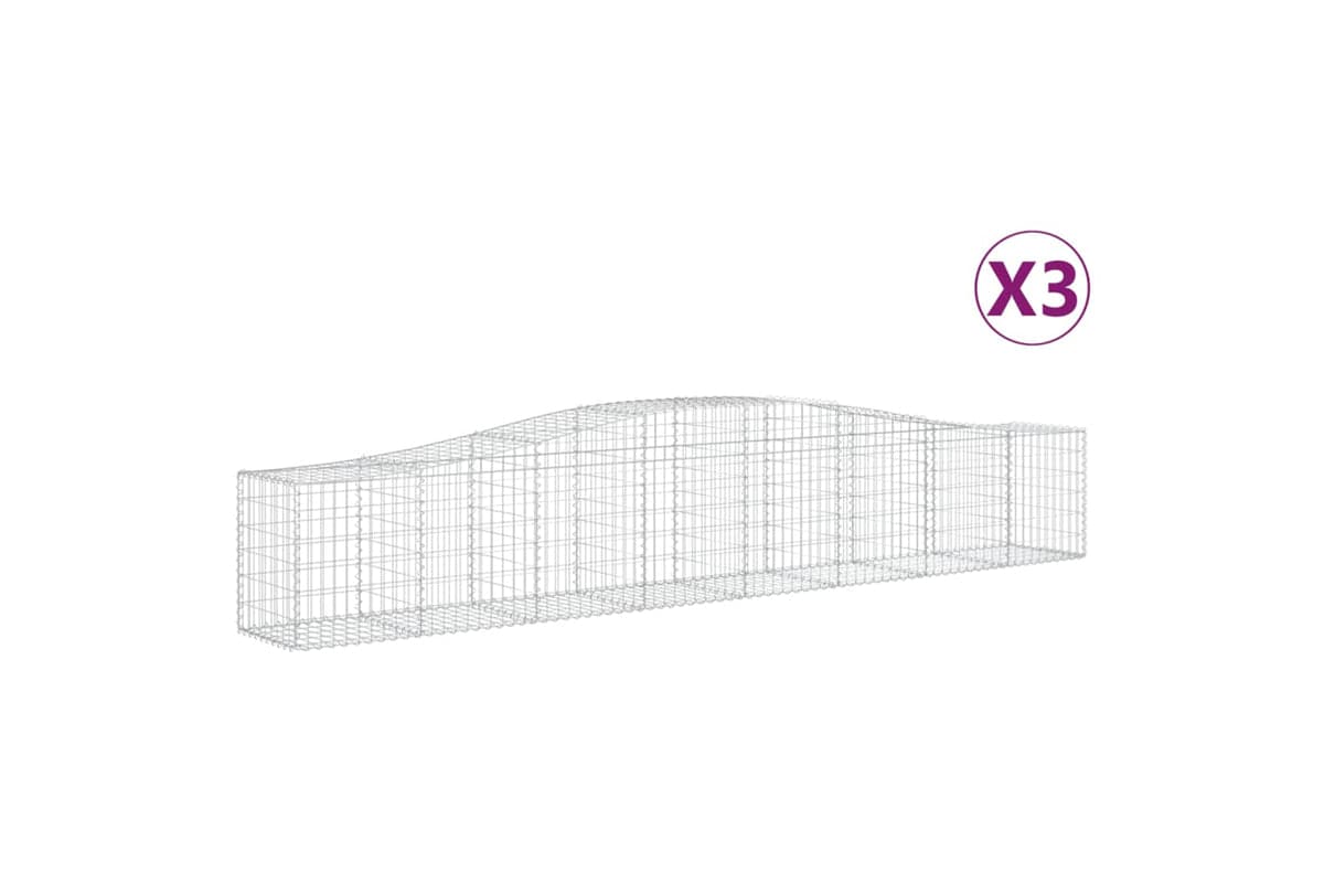 vidaXL 3145931 Arched Gabion Baskets 3 Pcs 400x50x60/80cm Galvanised Iron