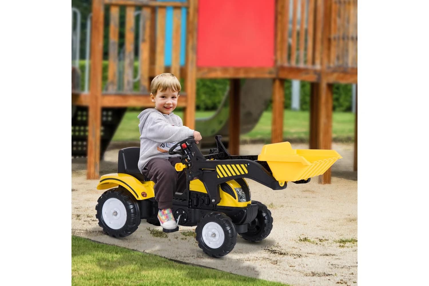 Homcom 341-018 Pedal Go Kart Digger On Four Wheels | Yellow/Black