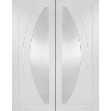 Internal White Primed Glazed French Doors with Clear Glass - 1981 x 1220 x 40mm - Salerno - XL Joinery