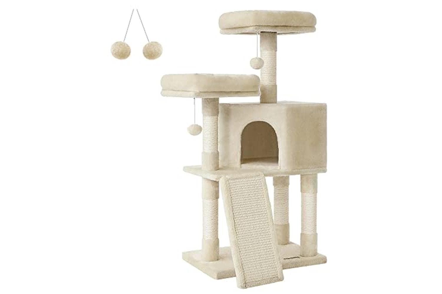 Feandrea Small Cat Scratching Post | Cat Tree | Sisal & Plush | 115 Cm