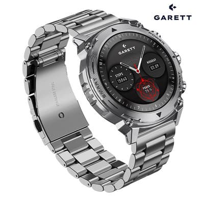 Garett ATOM Smartwatch | SILVER STEEL 
(with Additional Green Silicone Quick Release Strap)