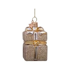Glitter Present Box Glass Tree Decoration