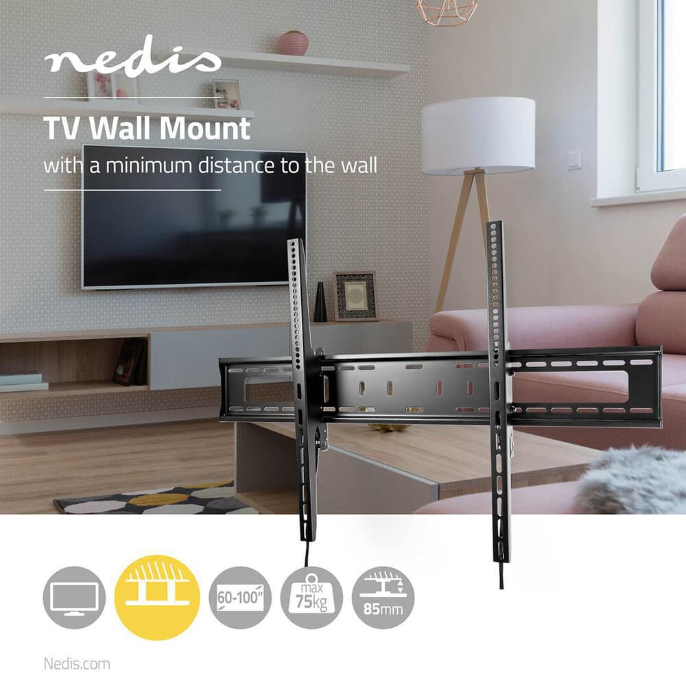 NEDIS 60-100" Fixed With Tilt Flat Tv Wall Mount...