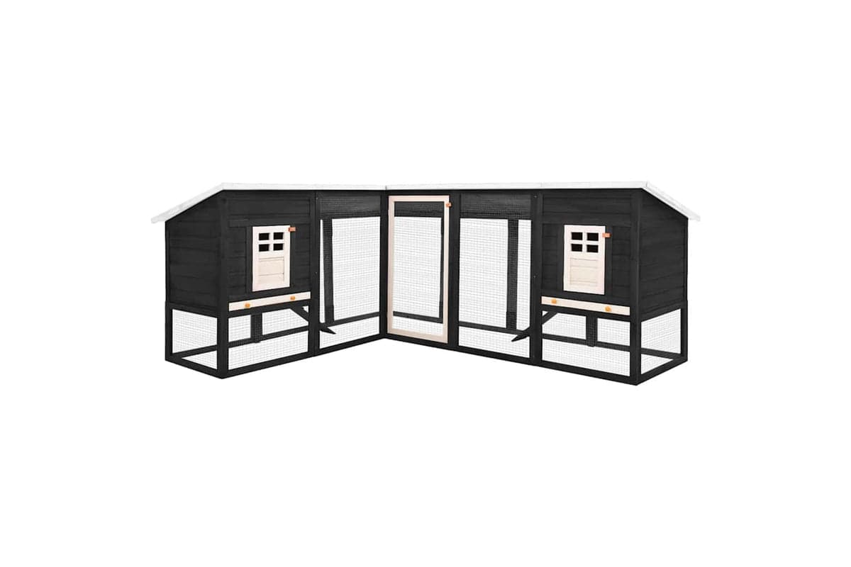 Vidaxl 170873 Outdoor Rabbit Hutch With Run Grey And White Solid Fir Wood