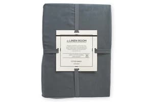 The Linen Room | 300TC Cotton Sateen Extra Deep Fitted Sheet | Dark Grey | Single