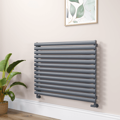 Sorrento Linea Dark Grey Anthracite Oval Designer Radiator 767x1000mm Single Panel 3147 BTU - Horizontal Bars