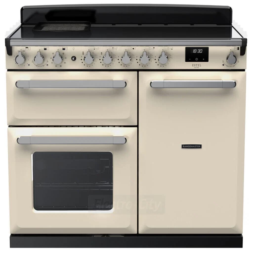 Rangemaster Estel Deluxe 100cm Induction Range Cooker | Pale Cream with Chrome Trim