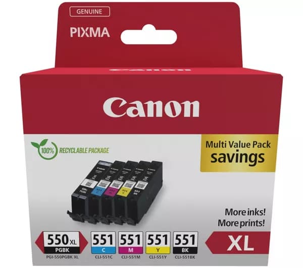 CANON PGI-550XL/CLI-551 Cyan, Magenta, Yellow & Black Ink Cartridges - Multipack