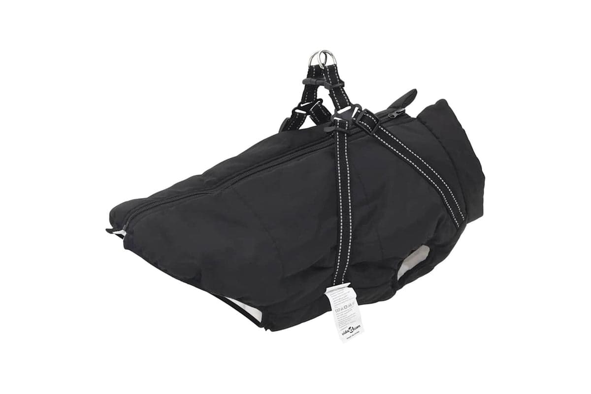 Dog Coat With Harness Waterproof Reflective Black 6xl