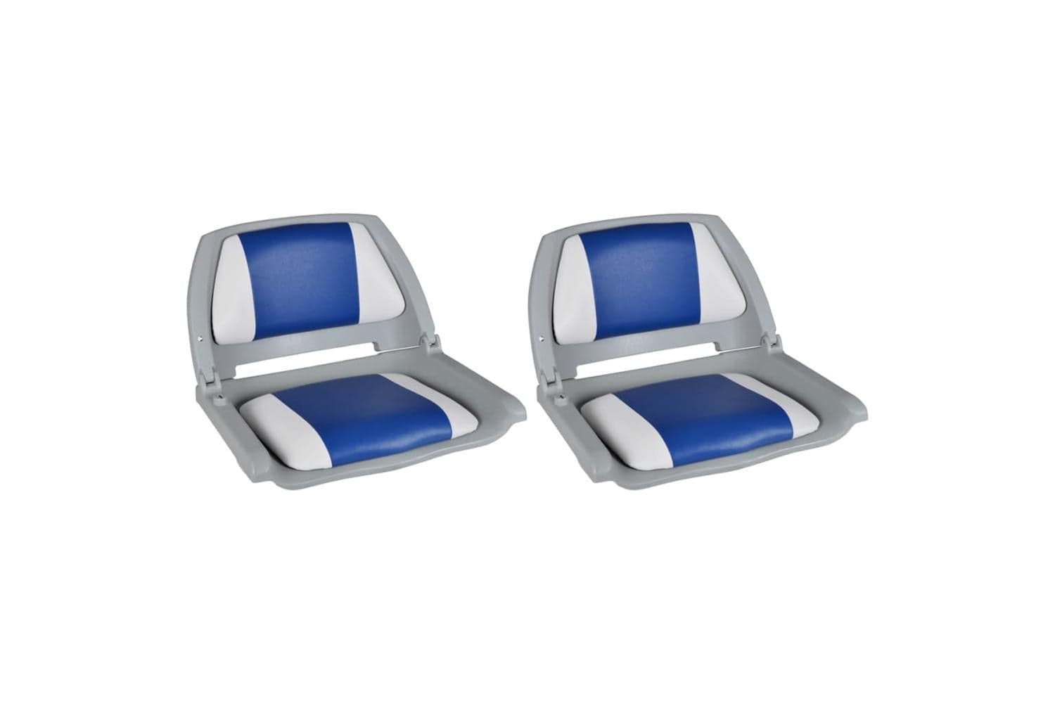 Vidaxl 279102 Boat Seats 2 Pcs Foldable Backrest Blue-white Pillow 41x51x48cm
