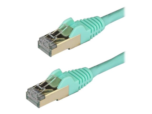 STARTECH.COM - Startech 1m CAT6A Ethernet Cable, 10 Gigabit Shielded Snagless RJ45 100W PoE Patch Cord, CAT 6A 10GbE STP Network Cable w/Strain Relief, Aqua, UL Certified Wiring/TIA - Category 6A - 26AWG (6ASPAT1MAQ) - patch cable - 1 m - aqua