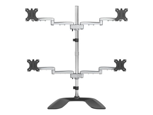 Startech Desktop Quad Monitor Stand, Ergonomic VESA 4 Monitor Arm (2x2) up to 32", Free Standing Articulating Universal Pole Mount, Height Adjustable/